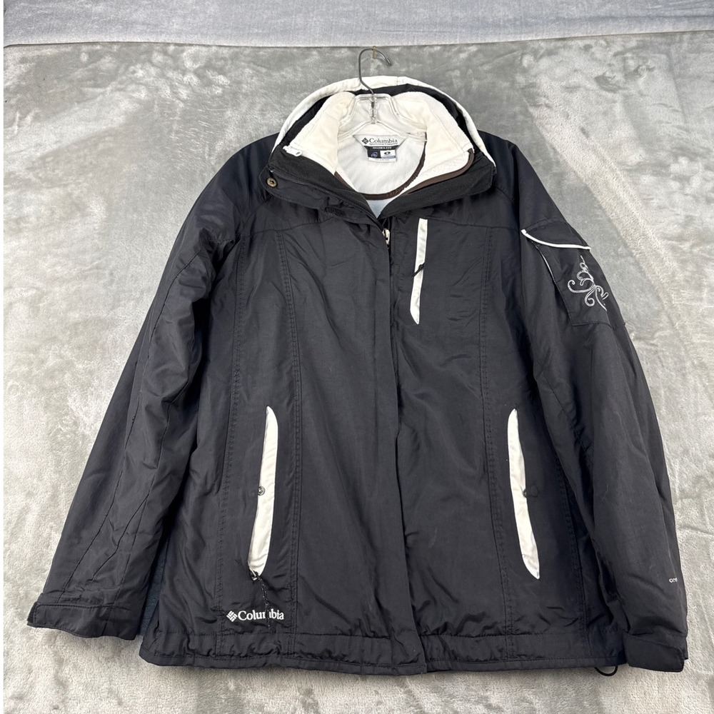 Columbia Jacket Womens S Interchange Black 3-in-1 Fleece Lined EUC